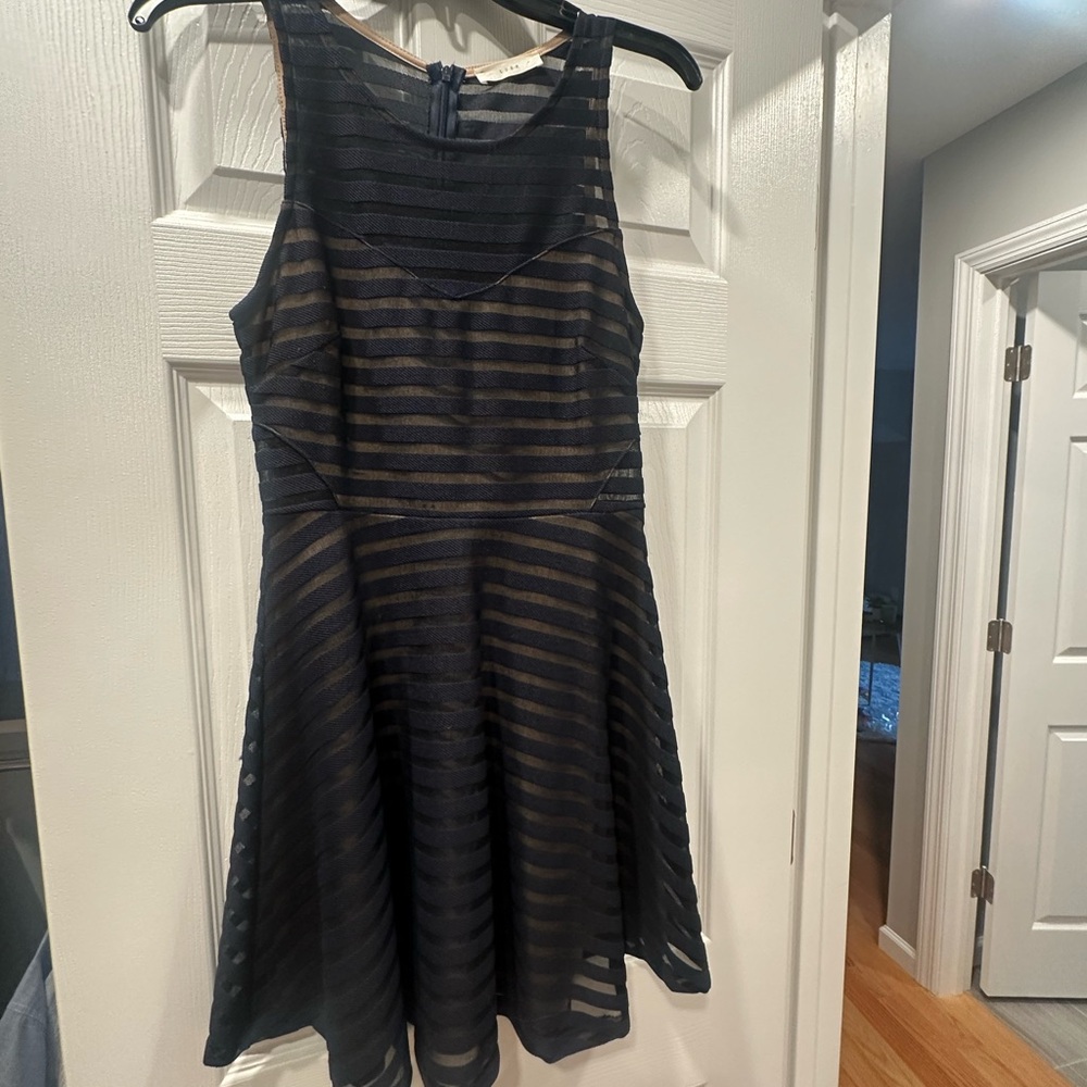 Lush Navy  Sheer Striped Mini Dress